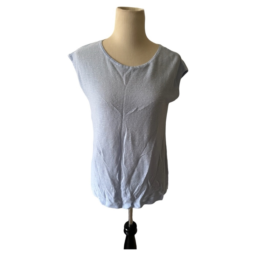 Talbots petite women tops high low hem  rust sleeves 💯 linen size SP